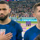 Cameron Carter-Vickers and Christian Pulistic during the US national anthem.